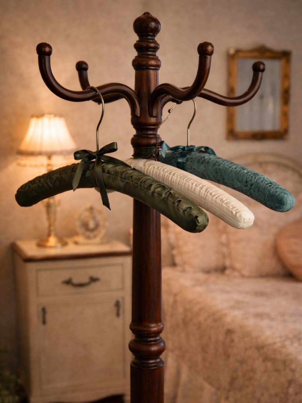 Vintage Green Padded Clothes Hangers